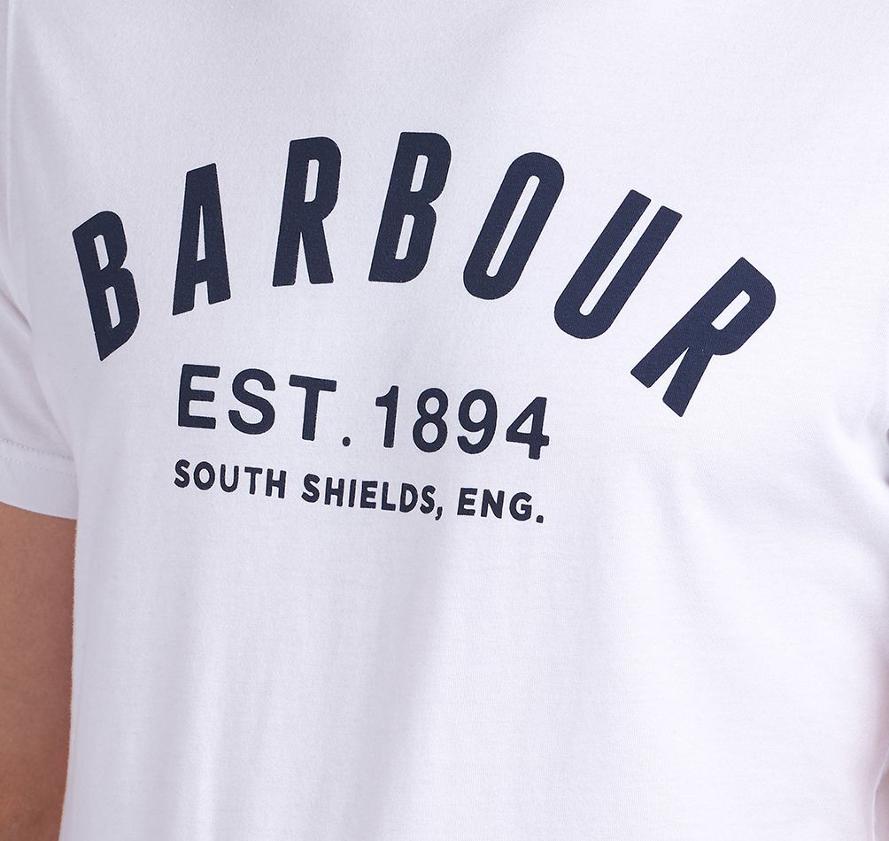 Barbour Men's Ridge Logo T-Shirt - Short Sleeved, 05, Mts0748, White