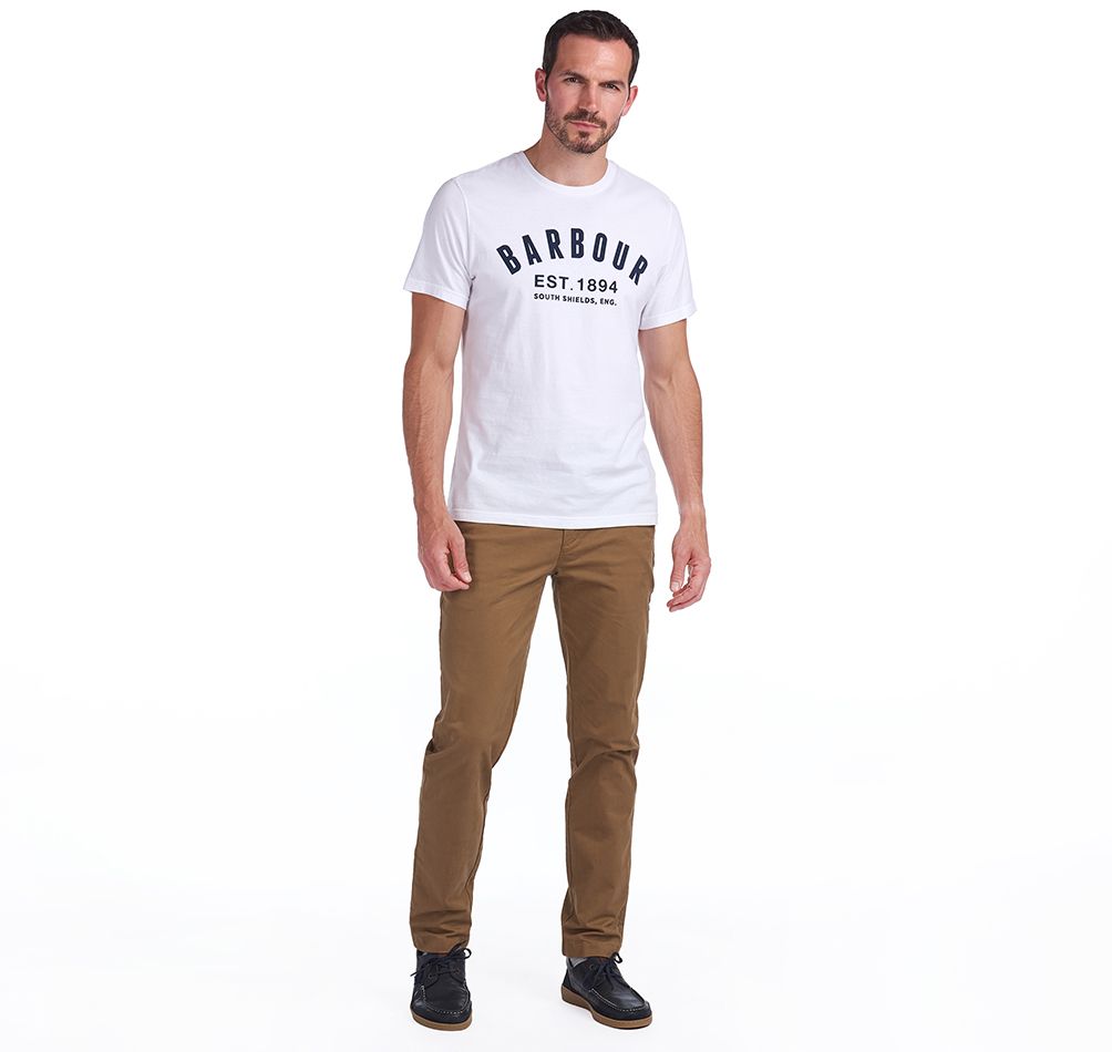 Barbour Men's Ridge Logo T-Shirt - Short Sleeved, 02, Mts0748, White
