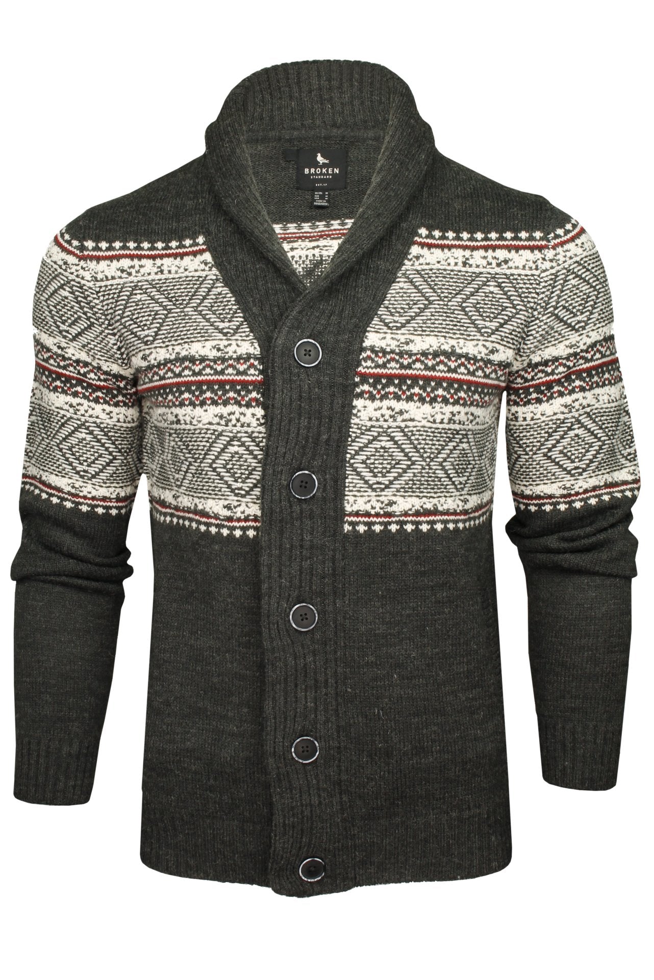Mens Broken Standard Fairisle Shawl Neck Cardigan – Eon Clothing