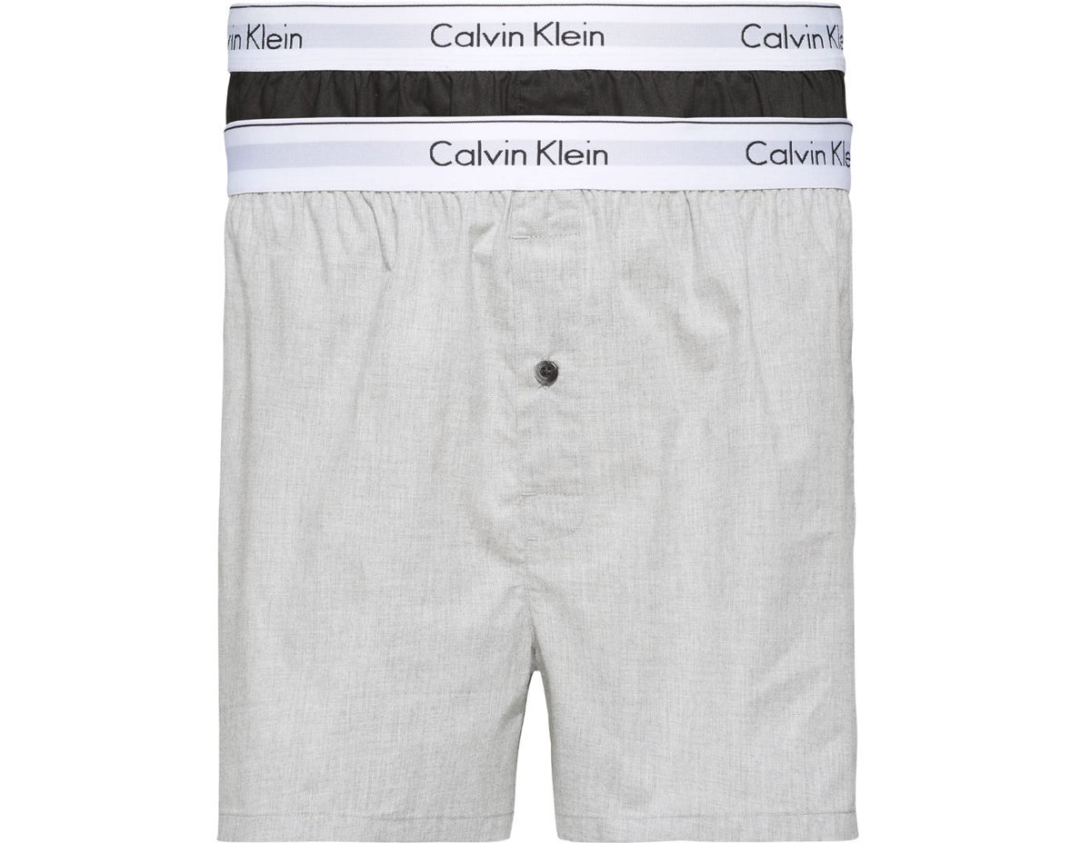 Calvin Klein Mens Traditional Boxer Shorts (2-Pack), 01, Nb1396A, Black/ Grey Heather