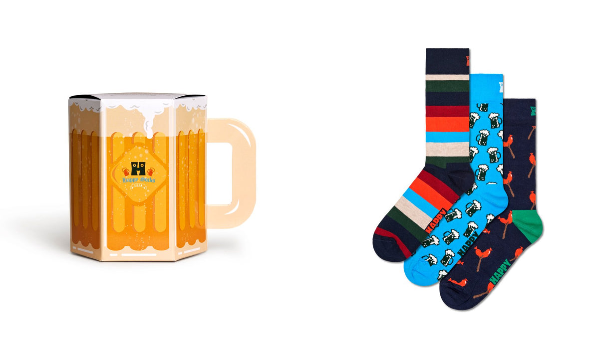 Happy Socks 'Wurst And Beer' Socks Gift Set (3-Pack), 01, P000312, Navy