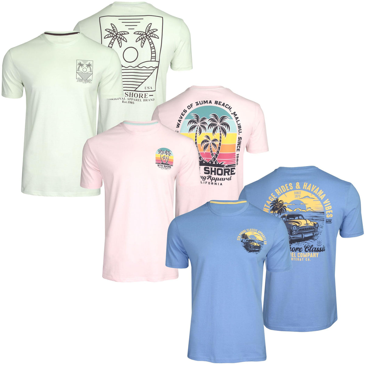 Xact Men's 3-Pack Printed Crew Neck T-Shirt, 100% Cotton, Short Sleeve