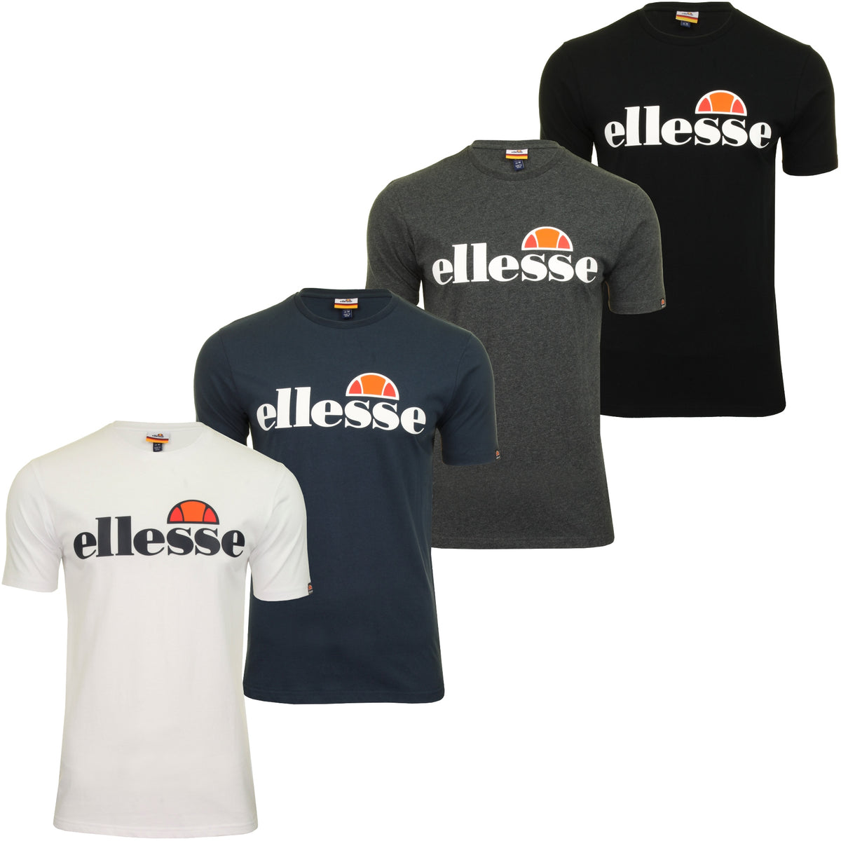Ellesse Mens Logo Front Crew Neck T-Shirt 'PRADO' - Short Sleeved, 01, Shc07405
