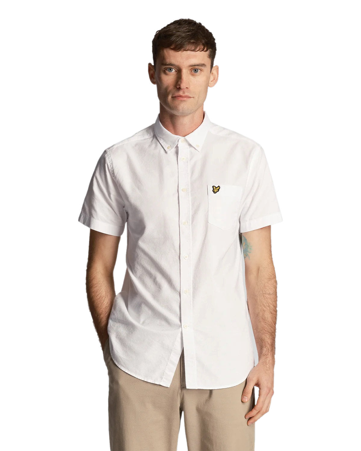 Lyle & Scott Mens Oxford Shirt Short Sleeve, 01, Sw2004V, White