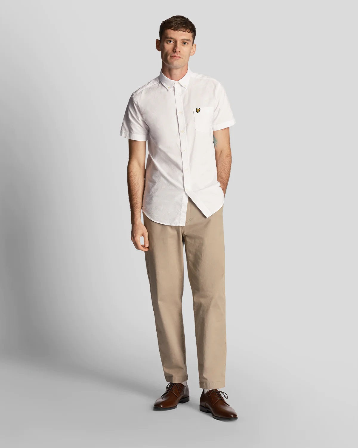 Lyle & Scott Mens Oxford Shirt Short Sleeve, 02, Sw2004V, White