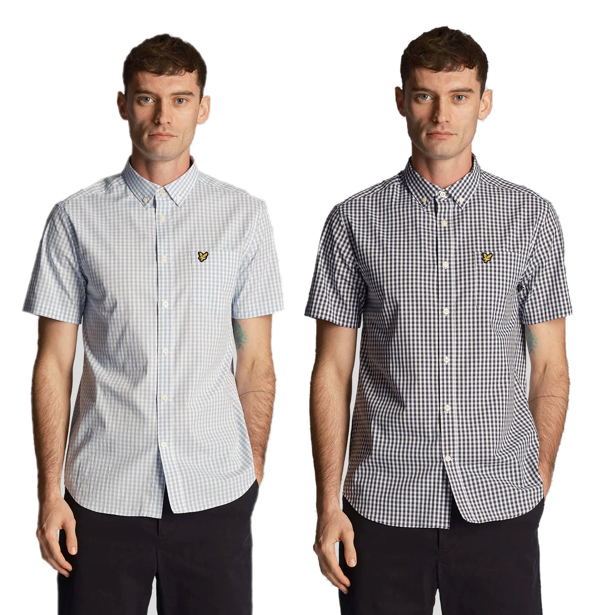 Lyle & Scott Mens Slim Fit Gingham Shirt Short Sleeve, 01, Sw2005V