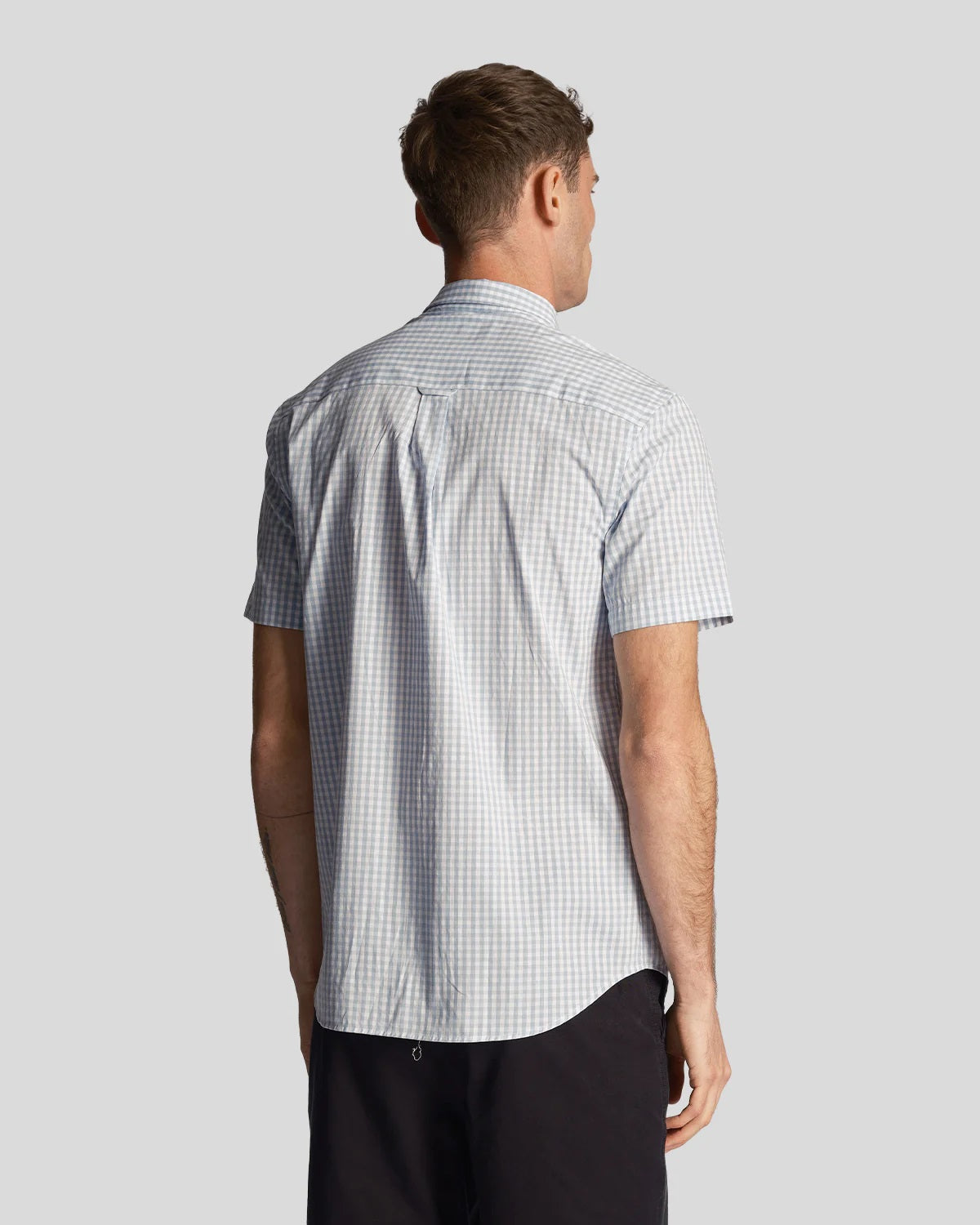 Lyle & Scott Mens Slim Fit Gingham Shirt Short Sleeve, 03, Sw2005V, Light Blue/ White