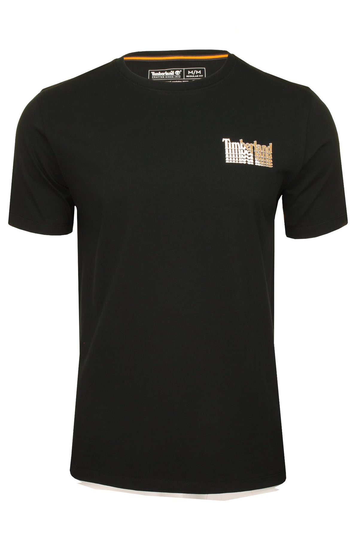 Timberland Men's Stacked Logo Back Print T-Shirt - Short Sleeved, 01, Tb0A2E65, Black