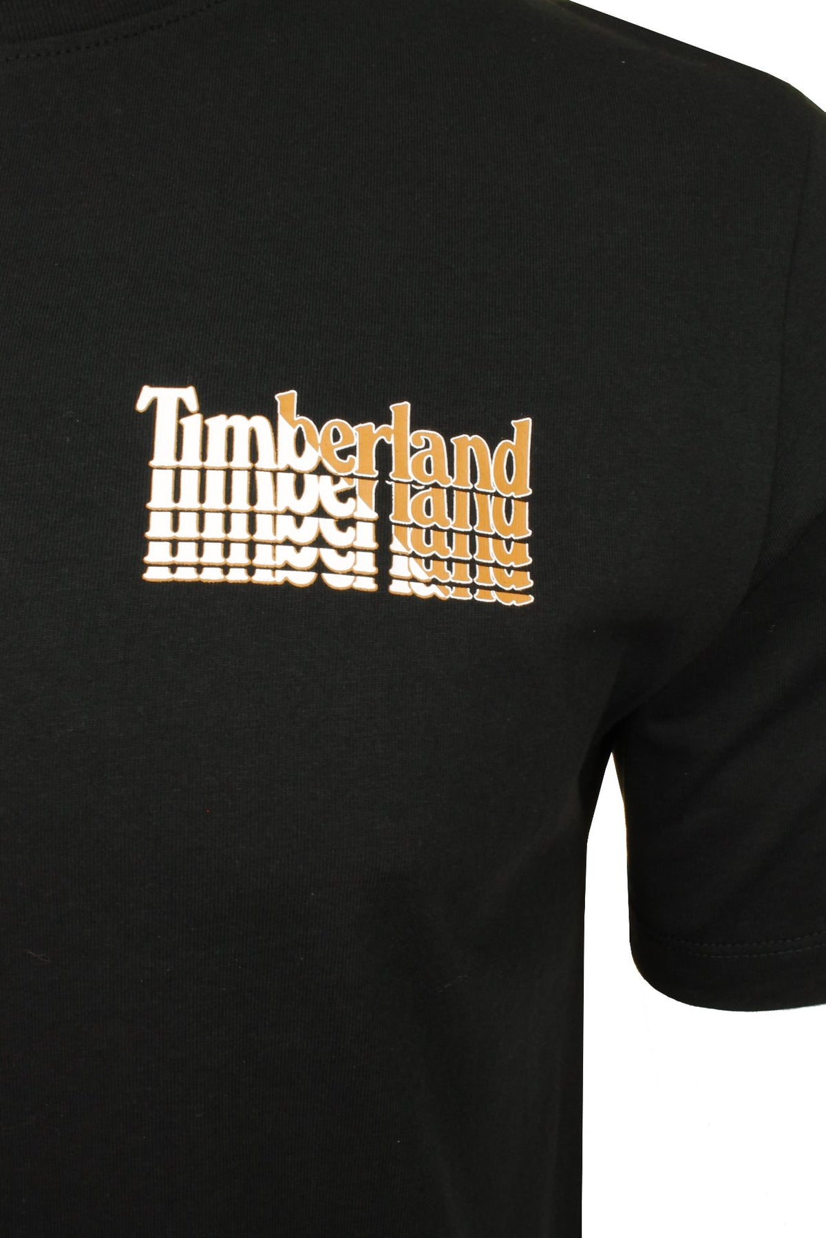 Timberland Men's Stacked Logo Back Print T-Shirt - Short Sleeved, 02, Tb0A2E65, Black