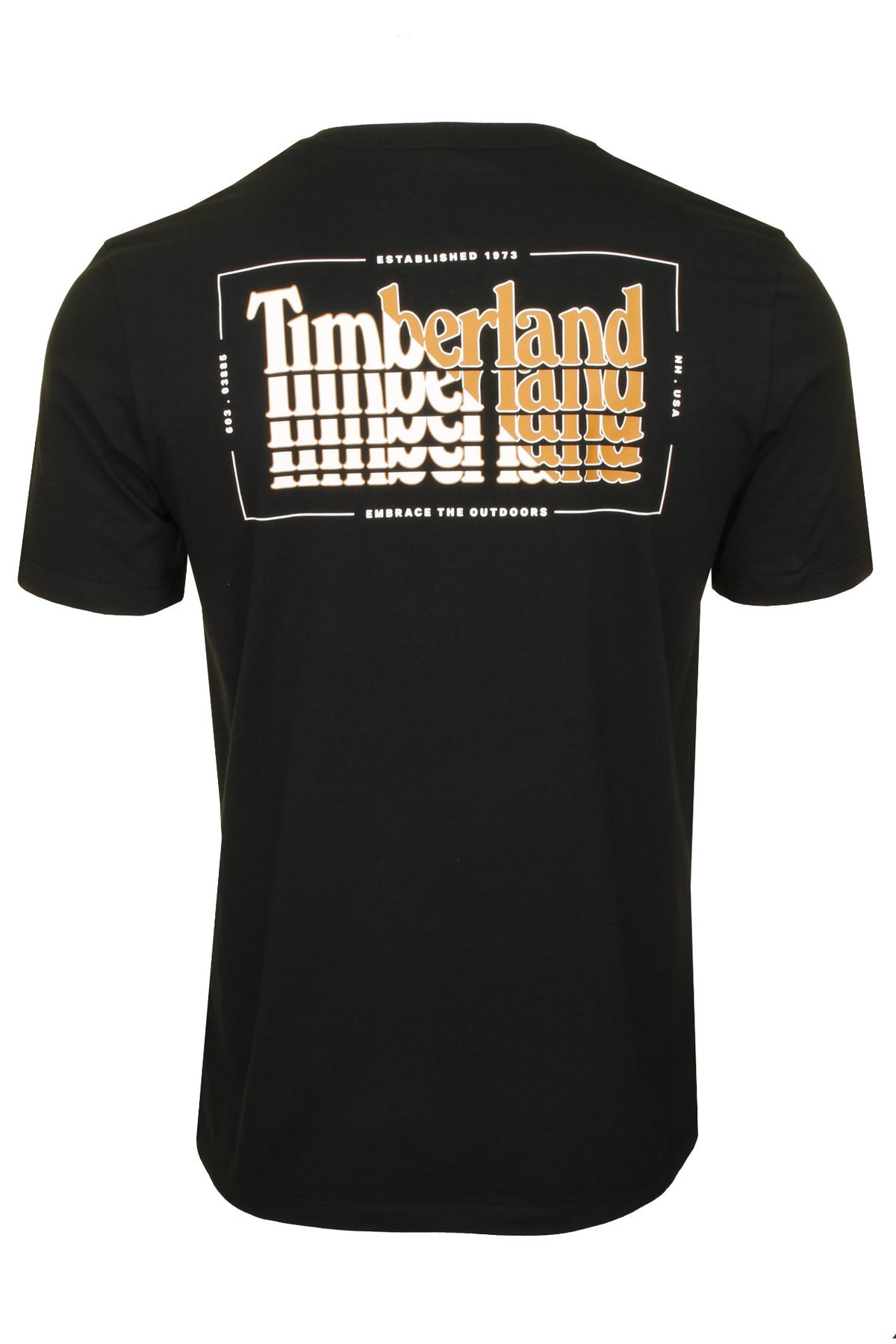 Timberland Men's Stacked Logo Back Print T-Shirt - Short Sleeved, 03, Tb0A2E65, Black