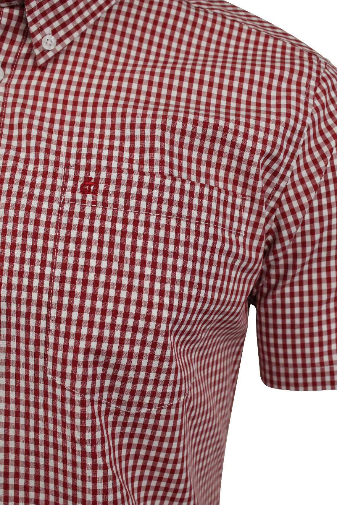 Merc London Men's 'Terry' Gingham Check Shirt - Short Sleeed