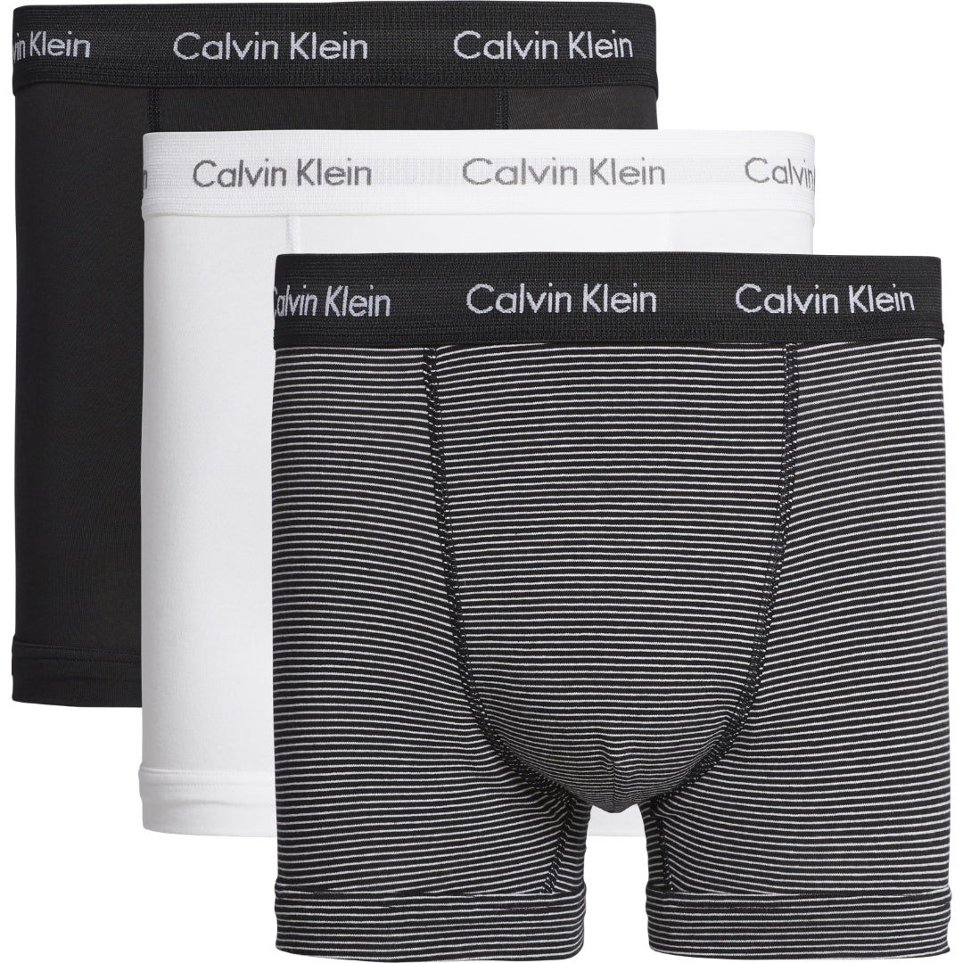 Calvin Klein Stretch Boxer Shorts/ Trunks (3-Pack) - White/ B&W Stripe/ Black, 01, U2662G_IOT