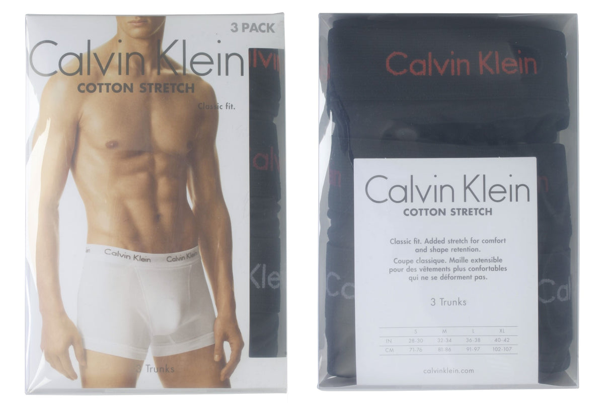 Calvin Klein Men's Cotton Stretch Boxer Shorts (3-Pack), 06, U2662G-S21, Black - Red/ Pewter/ Winterberry Logo