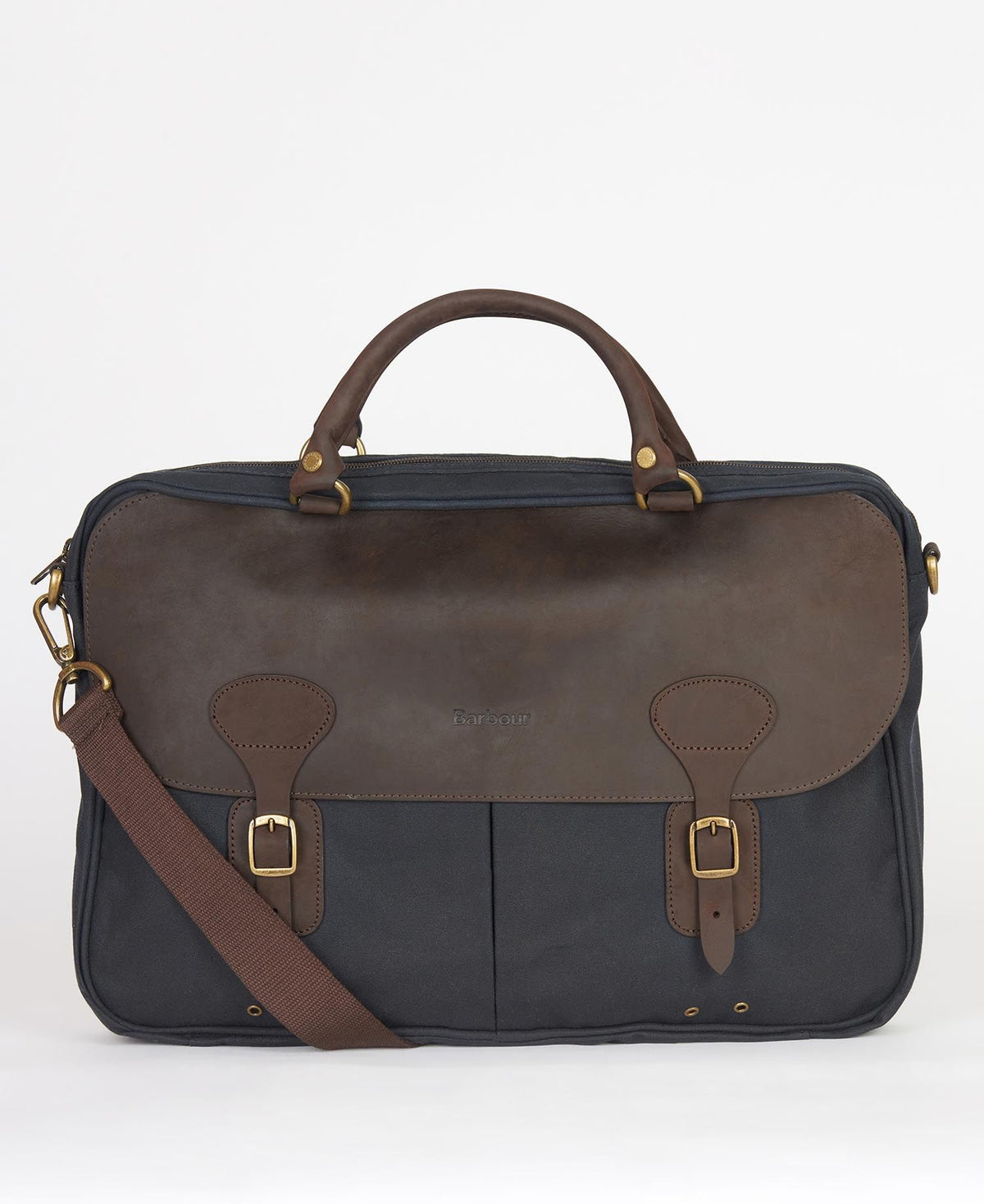 Barbour Wax Leather Briefcase, 01, Uba0004, Navy