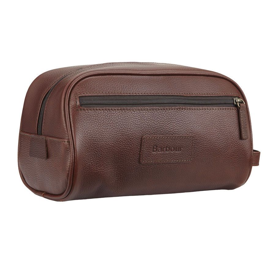 Barbour store leather washbag