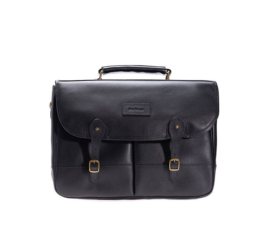 Barbour Leather Briefcase, 01, Uba0011