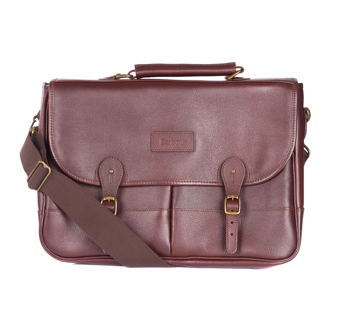 Barbour Leather Briefcase, 01, Uba0011, Dk Brown