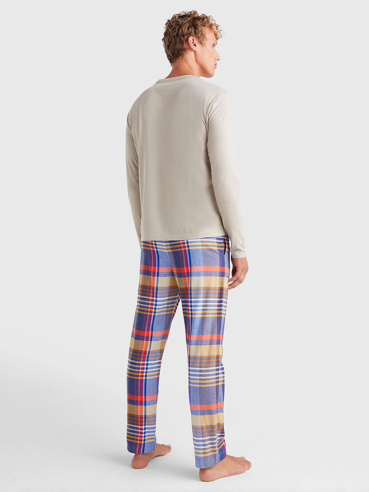 Tommy Hilfiger Mens Pyjama Set - Long Check Flannel Bottoms & L/S