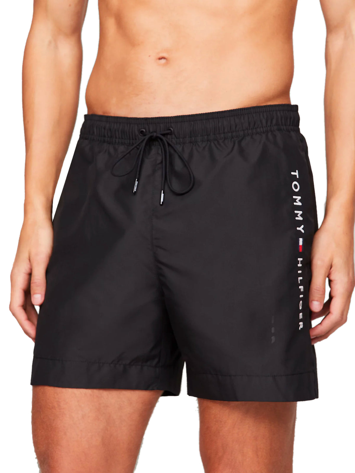 Tommy Hilfiger Mens Original Logo Mid Legth Swim Shorts, 01, Um0Um03258, Black