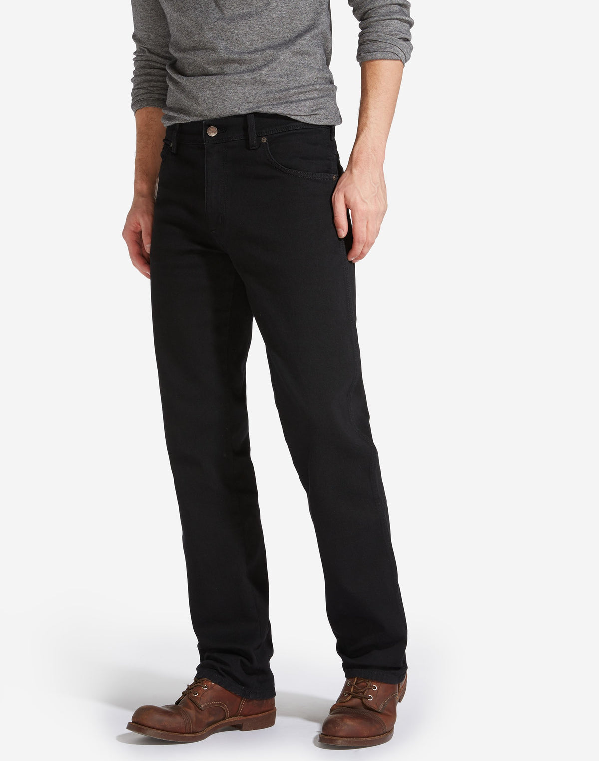 Mens Wrangler 'Texas' Jeans - Denim Stretch - Original Straight Fit, 01, W121-Core, Black Overdye