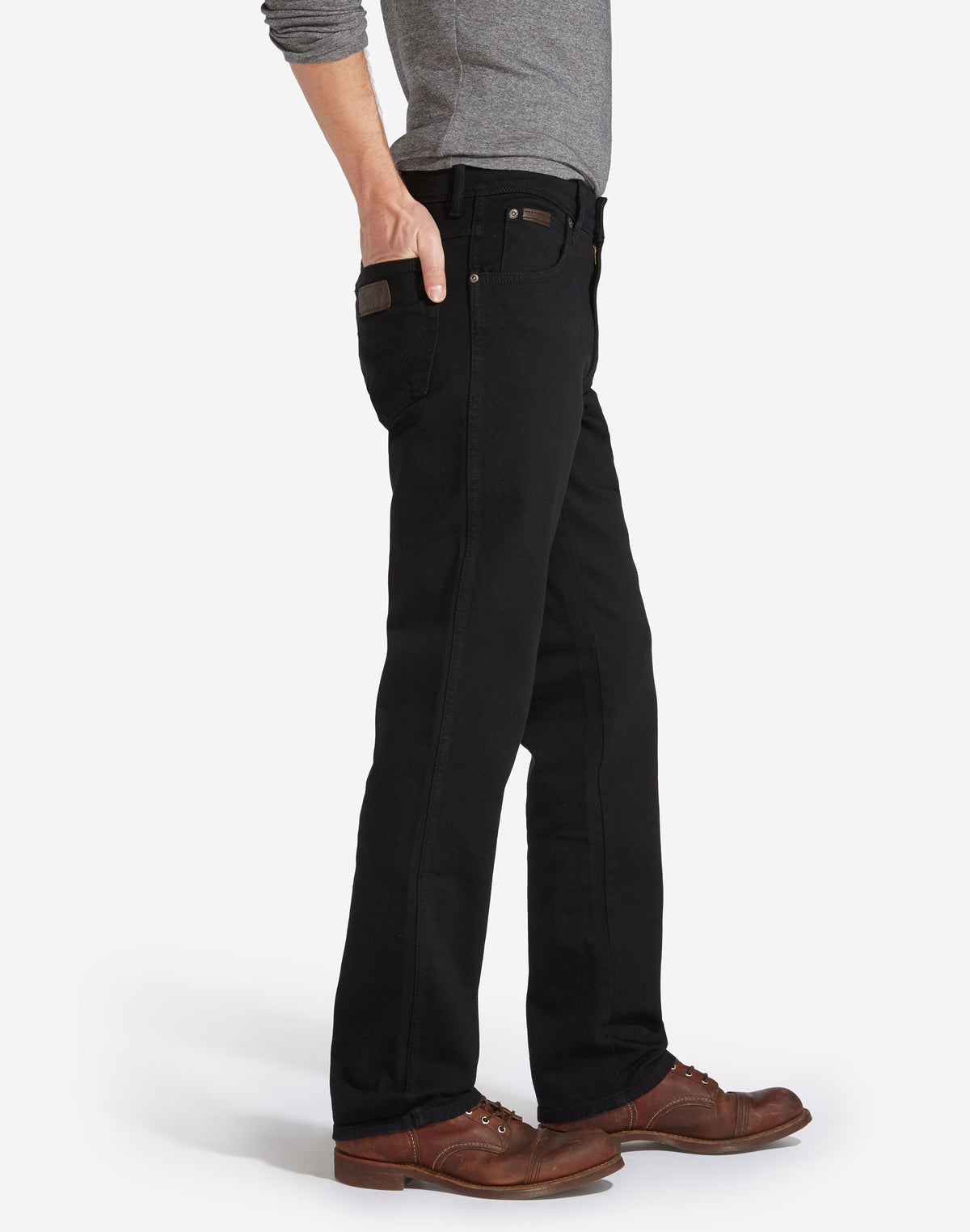 Mens Wrangler 'Texas' Jeans - Denim Stretch - Original Straight Fit, 02, W121-Core, Black Overdye