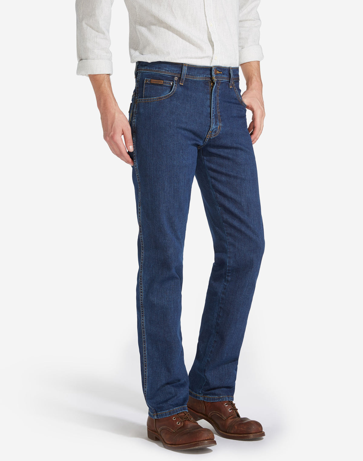 Mens Wrangler 'Texas' Jeans - Denim Stretch - Original Straight Fit, 01, W121-Core, Darkstone