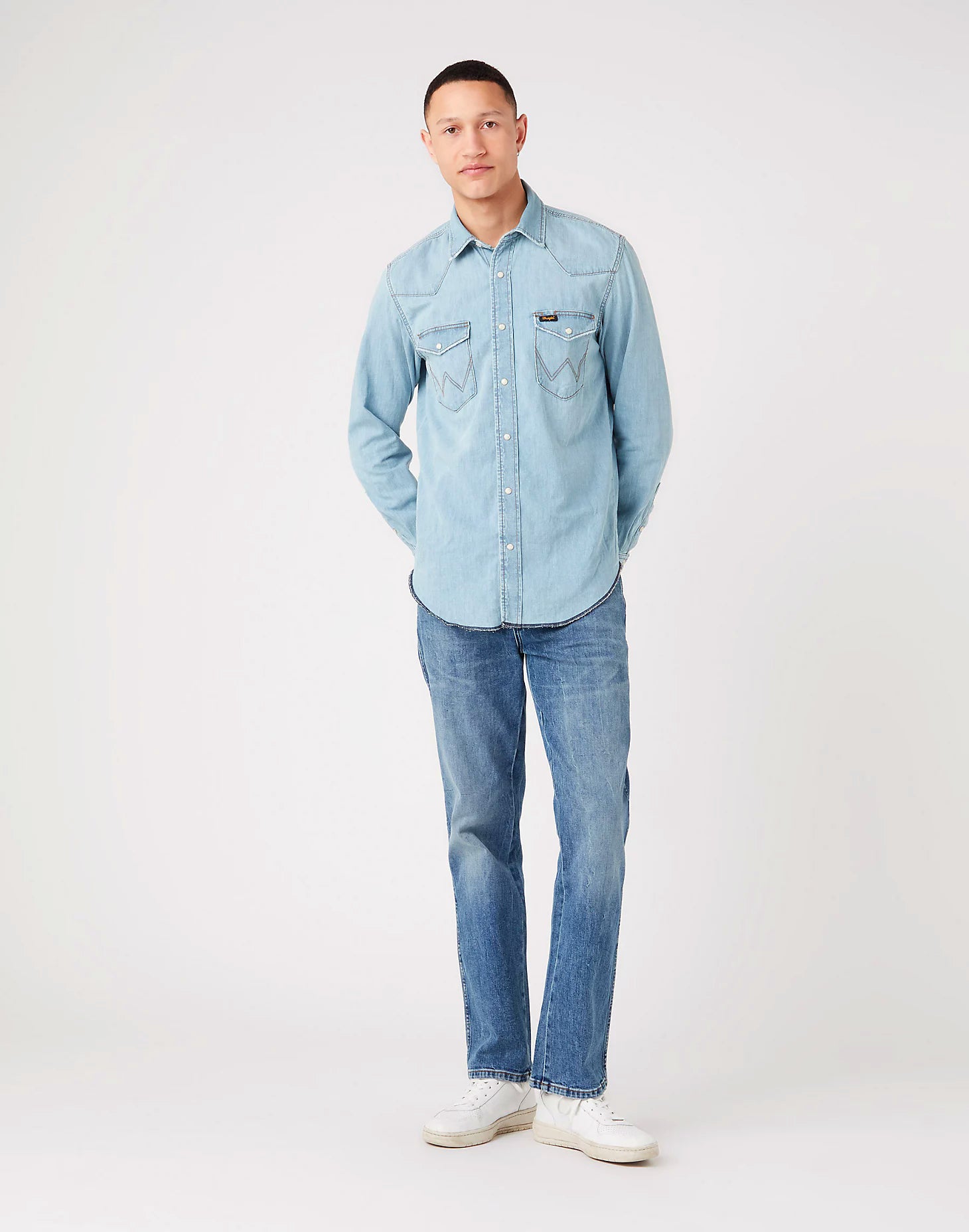 Men's wrangler denim deals work shirts