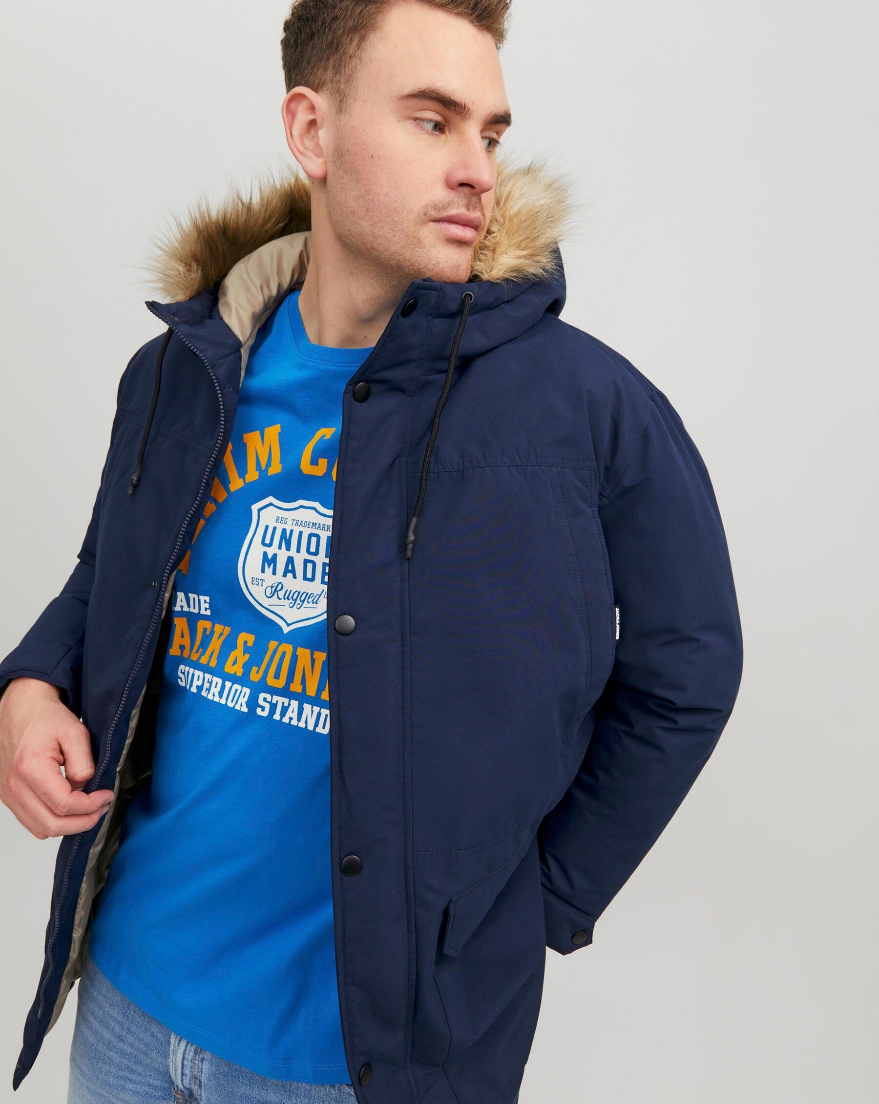 Jack and jones on sale hooded parka coat