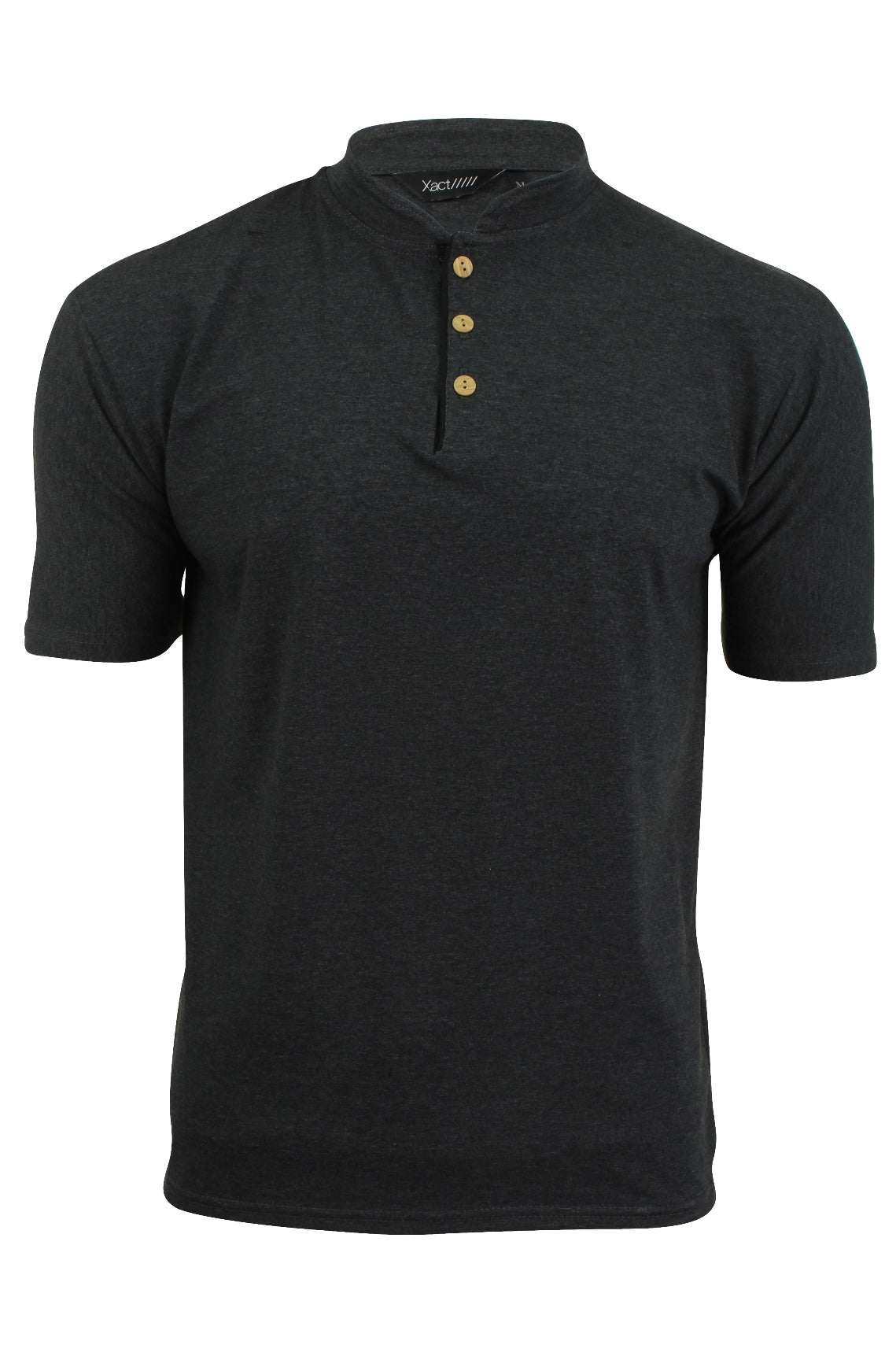 Xact Mens Grandad T-Shirt - Short Sleeved, 01, X-004, Charcoal