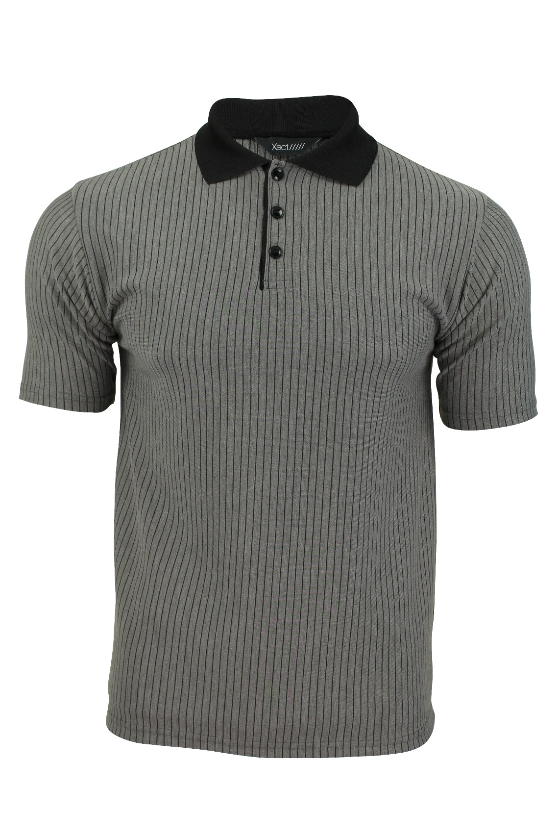 Mens Stripe Polo Shirt by Xact Clothing Short Sleeved, 01, X-03, Grey