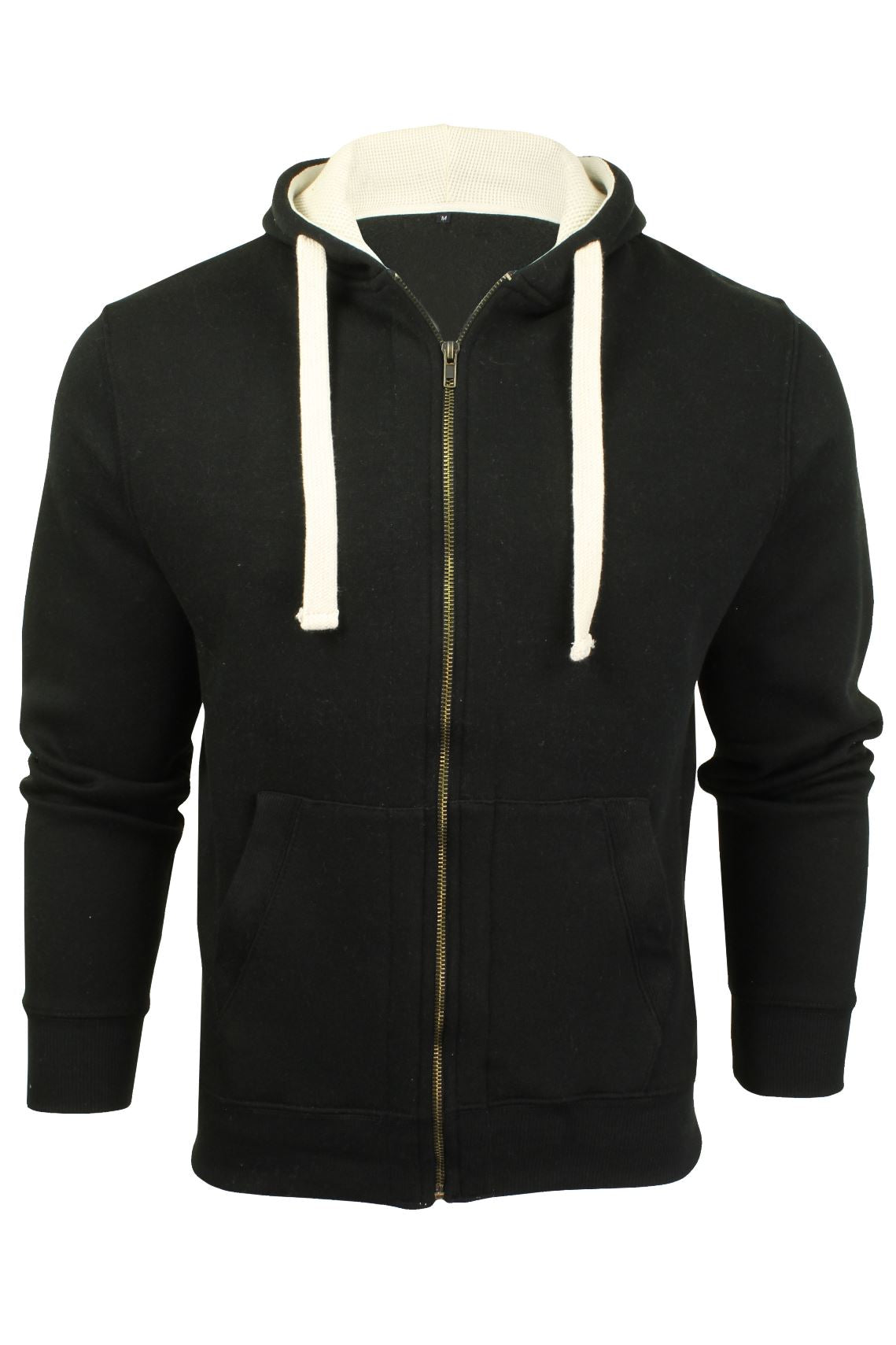 Mens Zip Through Hoodie Sweatshirt by Xact Fleece Back, 01, Xhd-0005, Black