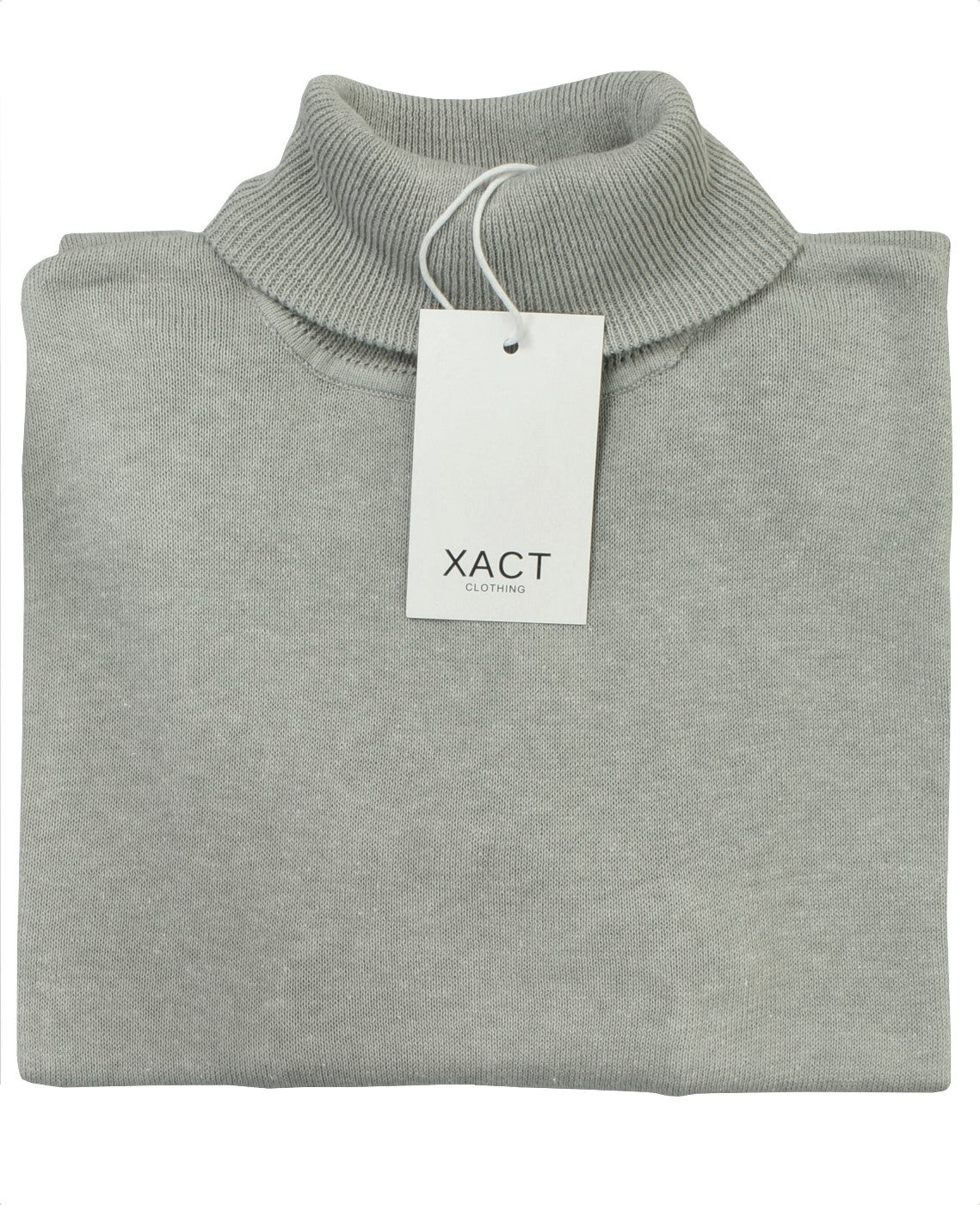 Xact Mens Roll Neck Jumper - 100% Cotton - Long Sleeved, 03, XK1004, Heather Grey