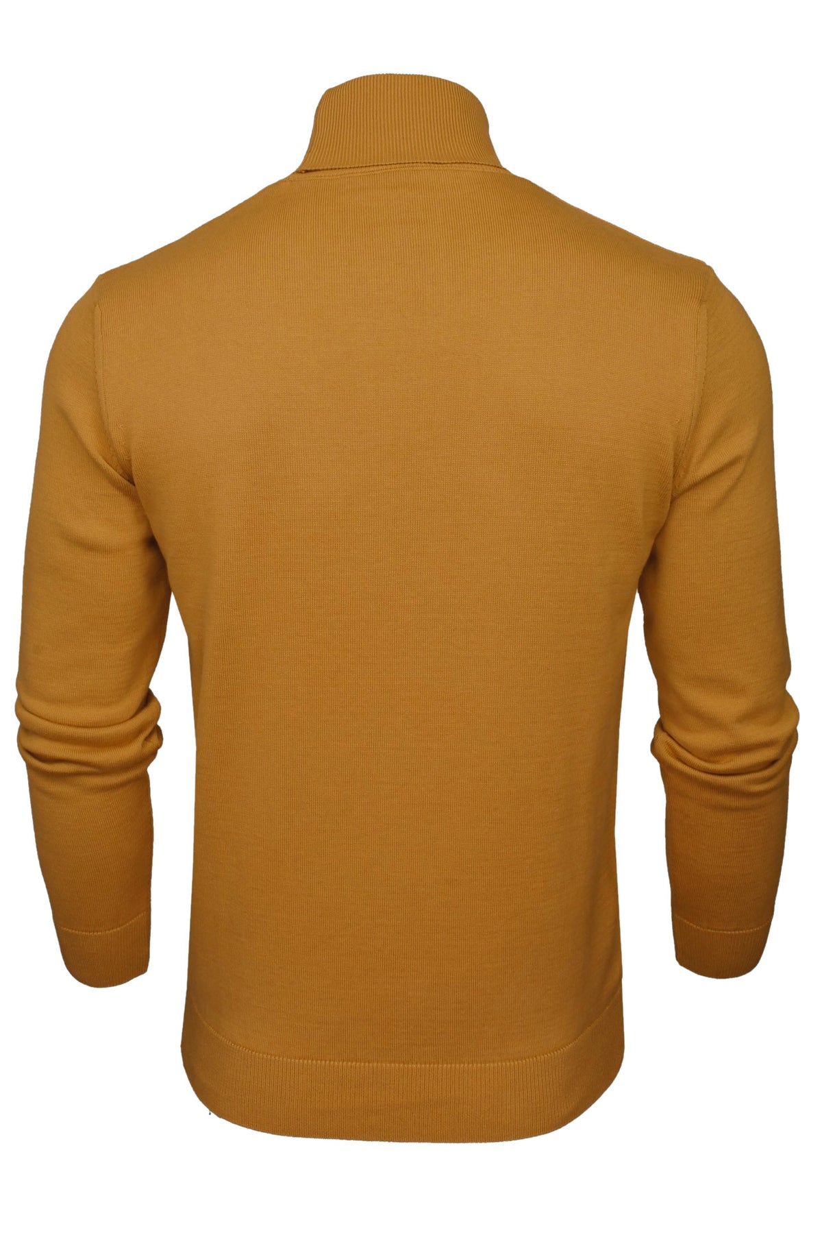 Xact Mens Roll Neck Jumper - 100% Cotton - Long Sleeved, 03, XK1004, Mustard