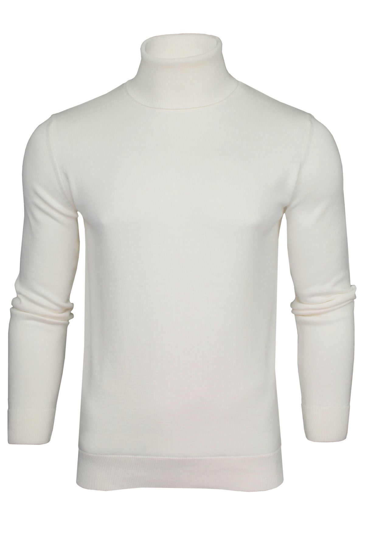 Xact Mens Roll Neck Jumper - 100% Cotton - Long Sleeved, 01, XK1004, Winter White