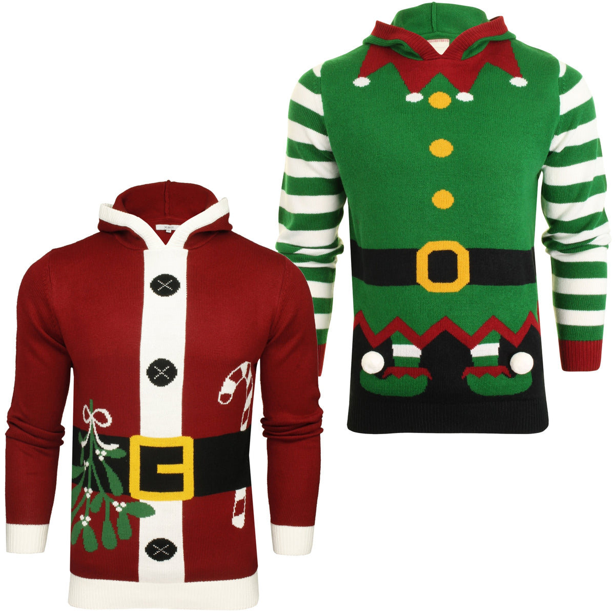 Mens Christmas Elf  and Rudolph Reindeer Xmas Jumper by Xact, 01, XK1010