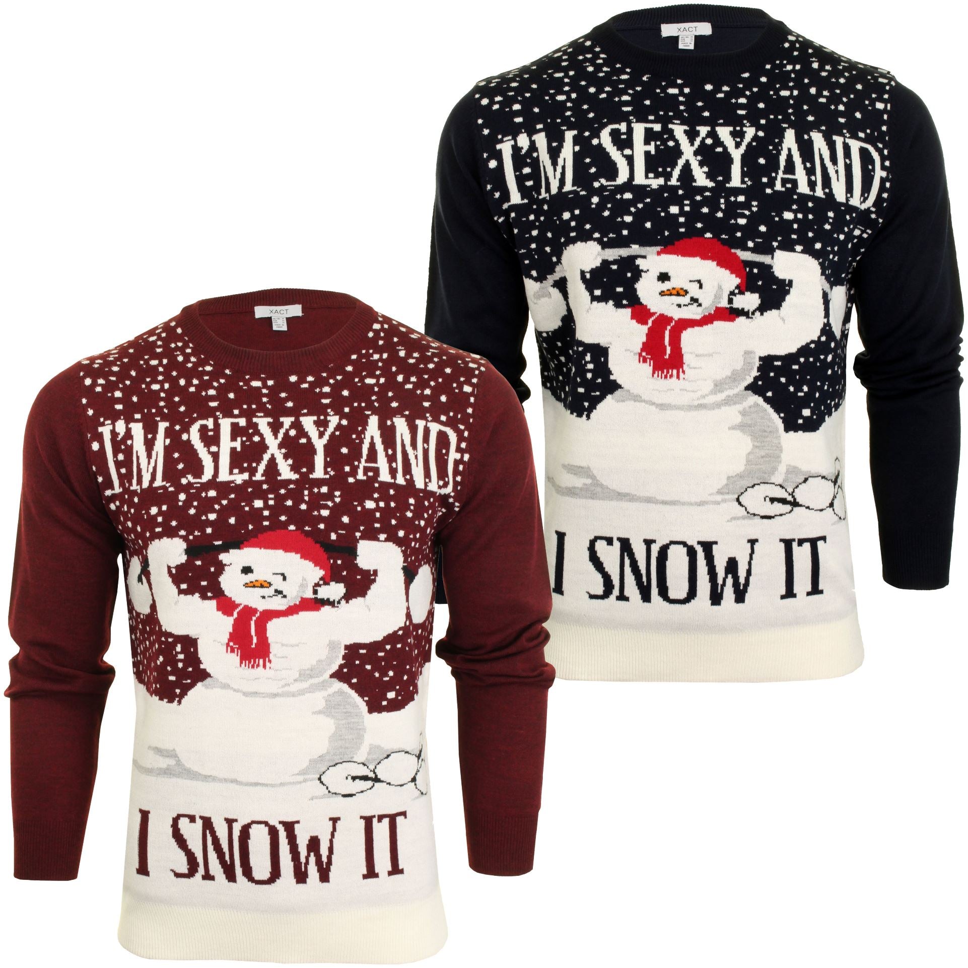 Xact Men s Novely Funny Christmas Jumper Sexy I Snow It Slogan Cre Eon Clothing