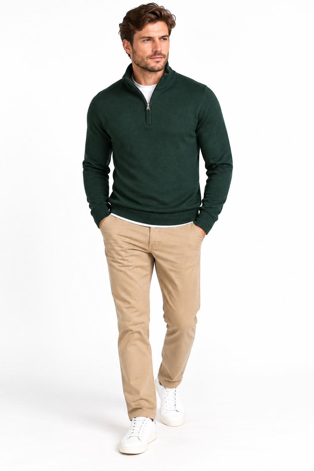 Xact Men's Quarter Zip Jumper, Cashmillon Soft Feel Knitted Pullover