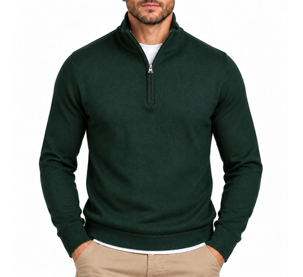 Xact Men's Quarter Zip Jumper, Cashmillon Soft Feel Knitted Pullover