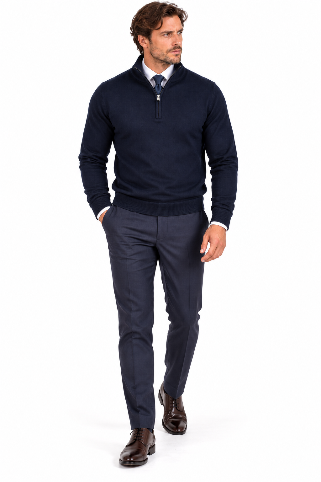 Xact Men's Quarter Zip Jumper, Cashmillon Soft Feel Knitted Pullover
