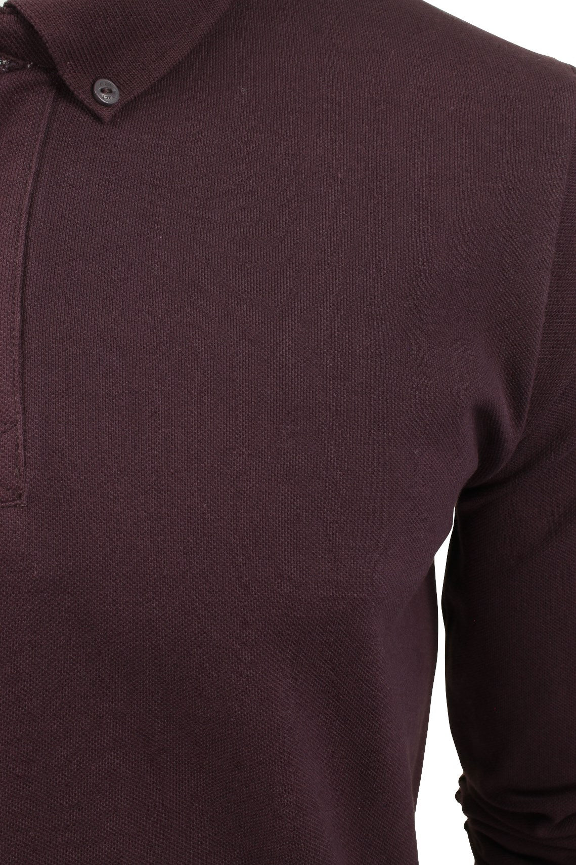 Xact Mens Polo Shirt Casual  Cotton Rich Pique polo Golf Long Sleeved, 02, Xp1001, Aubergine