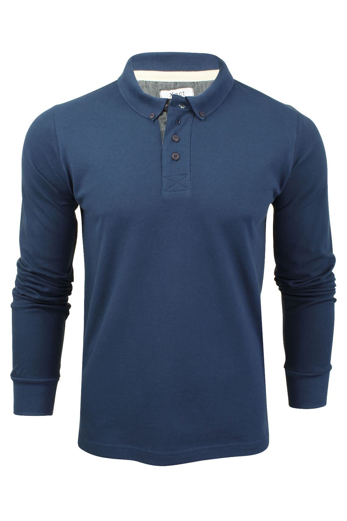 Xact Mens Polo Shirt Casual  Cotton Rich Pique polo Golf Long Sleeved, 01, Xp1001, Denim Blue