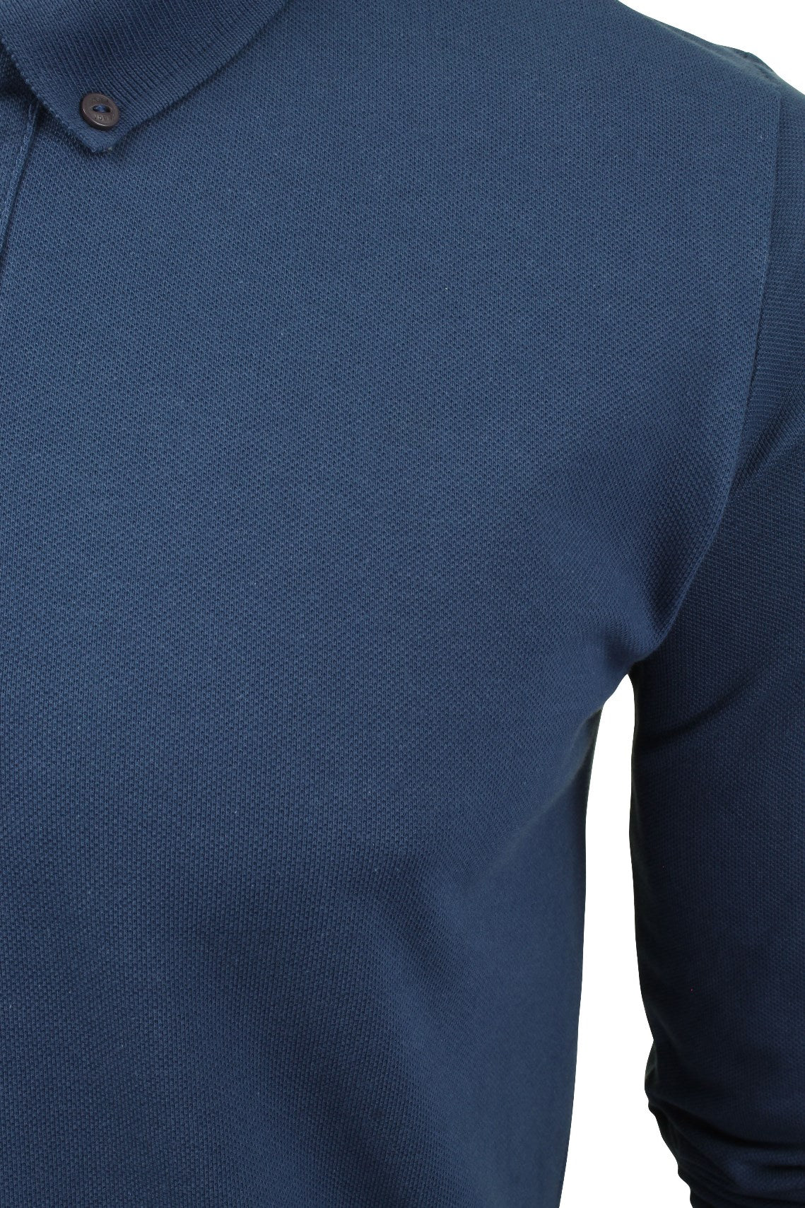 Xact Mens Polo Shirt Casual  Cotton Rich Pique polo Golf Long Sleeved, 02, Xp1001, Denim Blue