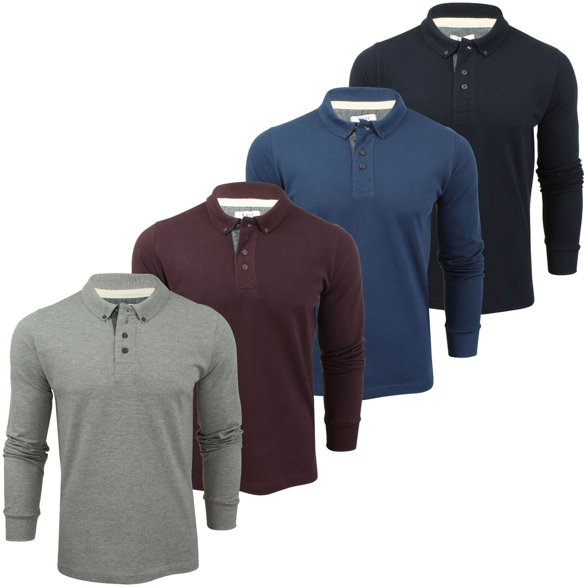Xact Mens Polo Shirt Casual  Cotton Rich Pique polo Golf Long Sleeved, 01, Xp1001
