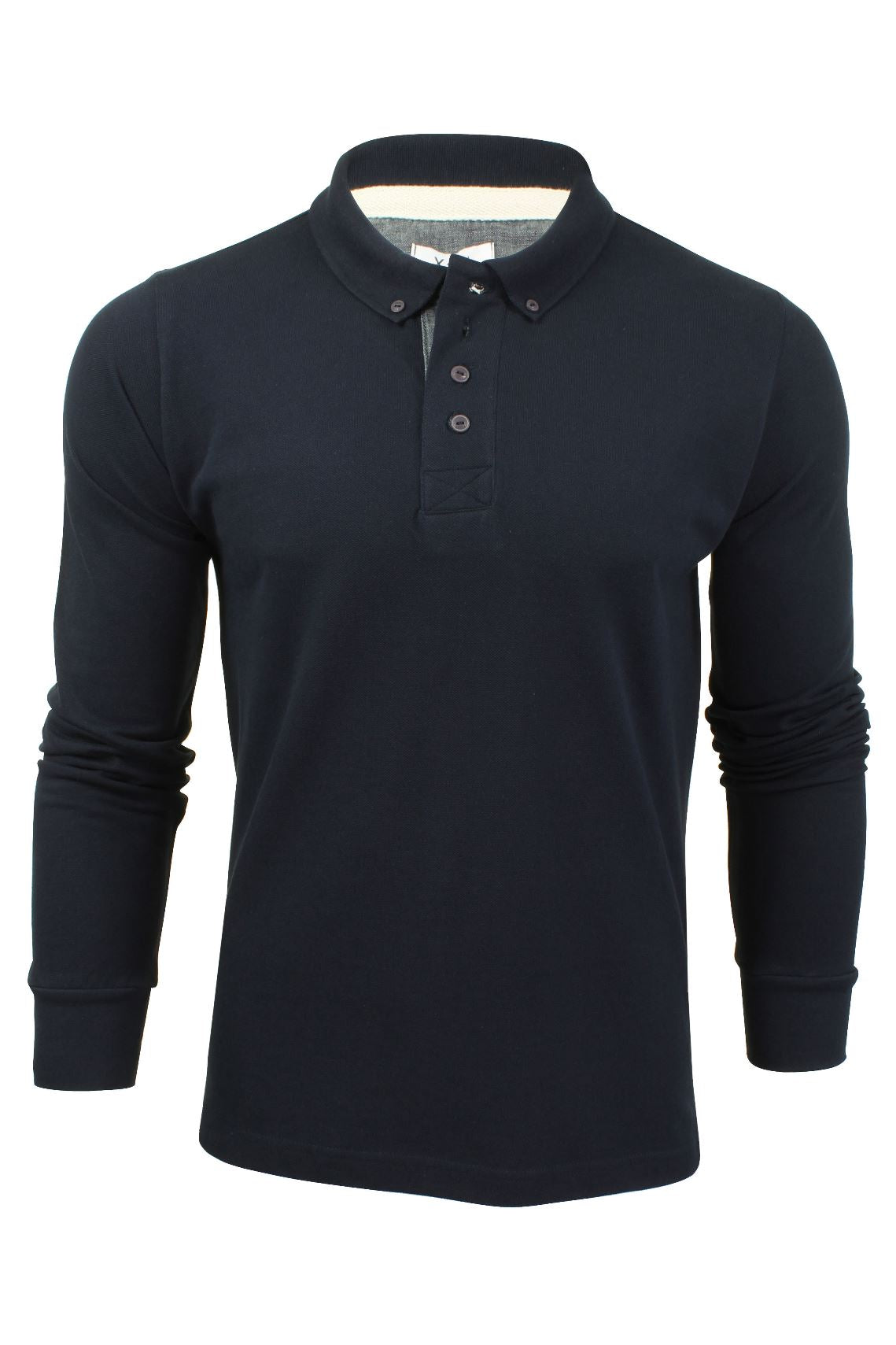 Xact Mens Polo Shirt Casual  Cotton Rich Pique polo Golf Long Sleeved, 01, Xp1001, Dark Navy