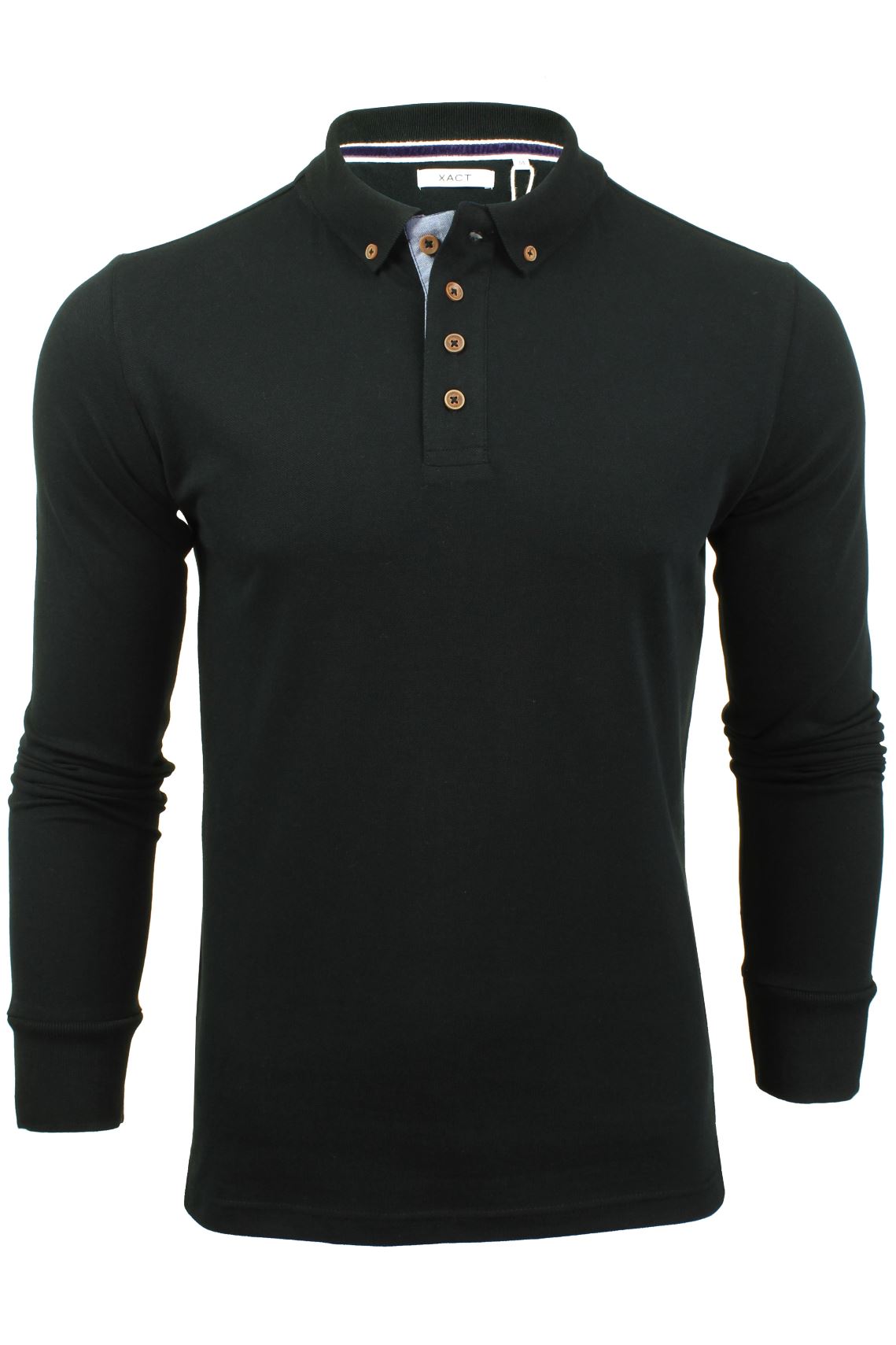 Xact Mens Polo T-Shirt Pique Long Sleeved, 01, XP1003, Black
