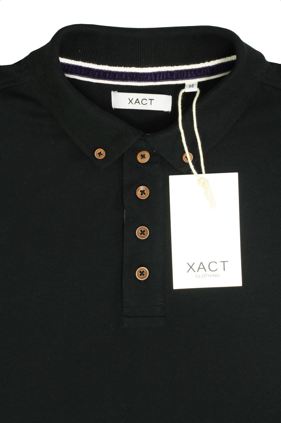 Xact Mens Polo T-Shirt Pique Long Sleeved, 04, XP1003, Black