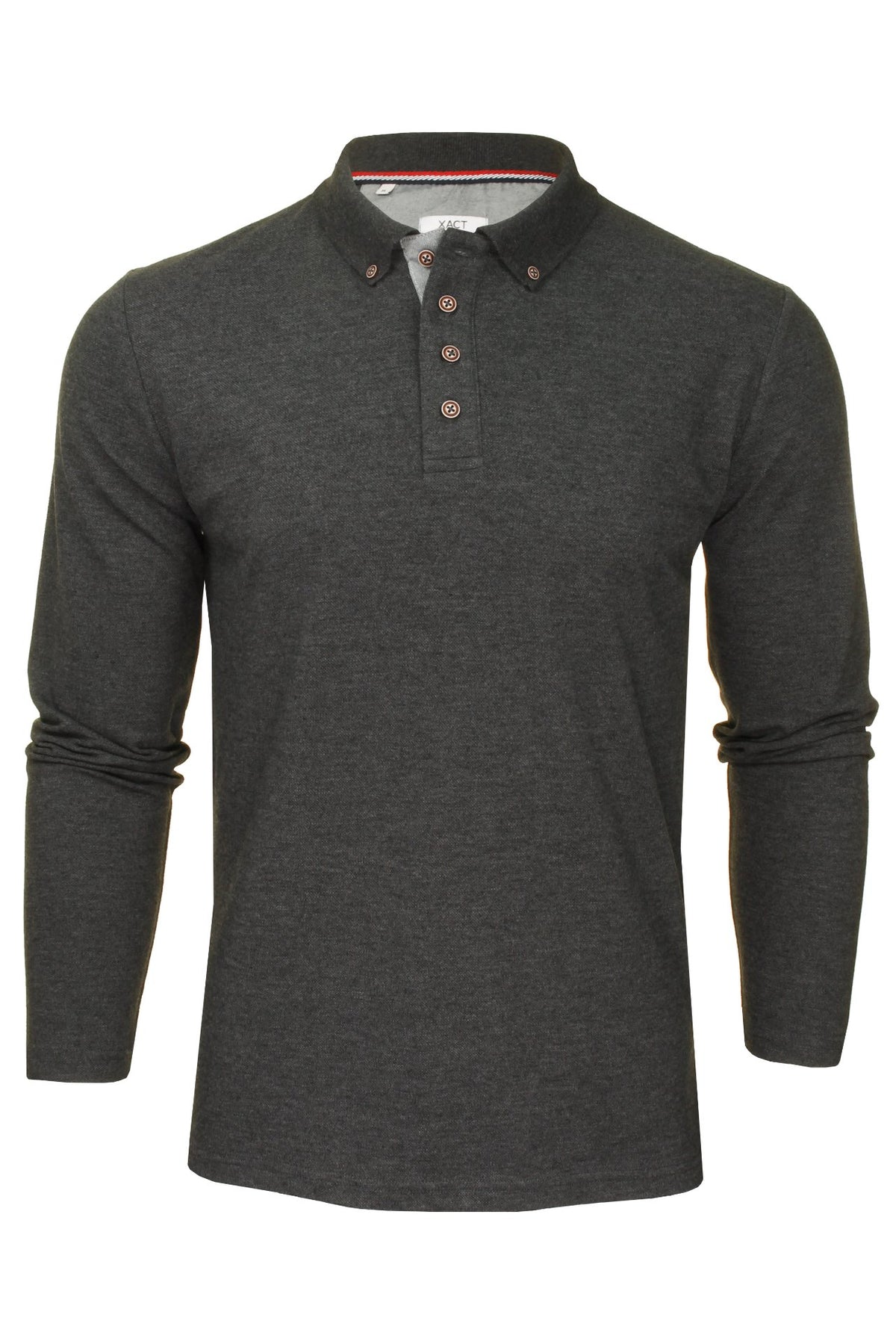 Xact Mens Polo T-Shirt Pique Long Sleeved, 01, XP1003, Charcoal