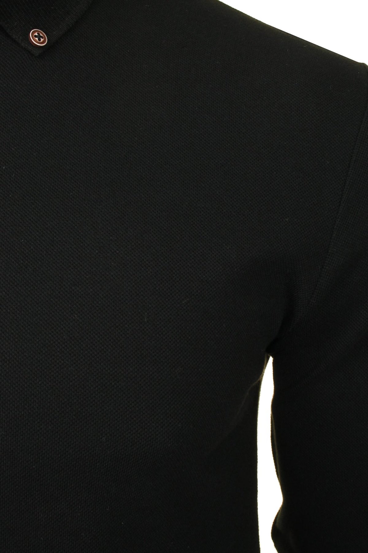 Xact Mens Polo T-Shirt Pique Long Sleeved, 02, XP1003, Jet Black