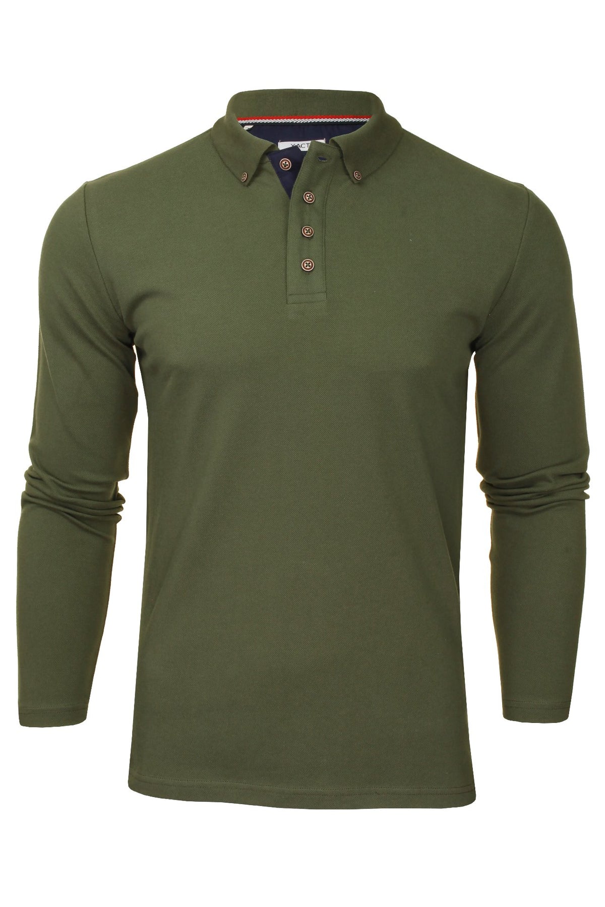 Xact Mens Polo T-Shirt Pique Long Sleeved, 01, XP1003, Khaki