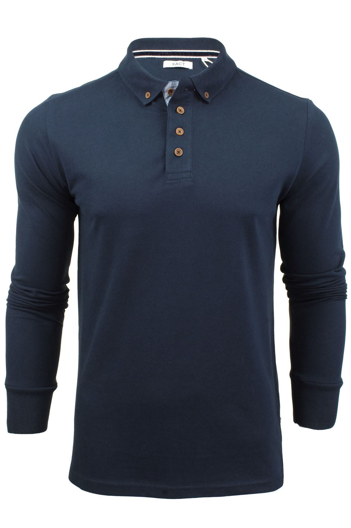 Xact Mens Polo T-Shirt Pique Long Sleeved, 01, XP1003, Ocean Blue
